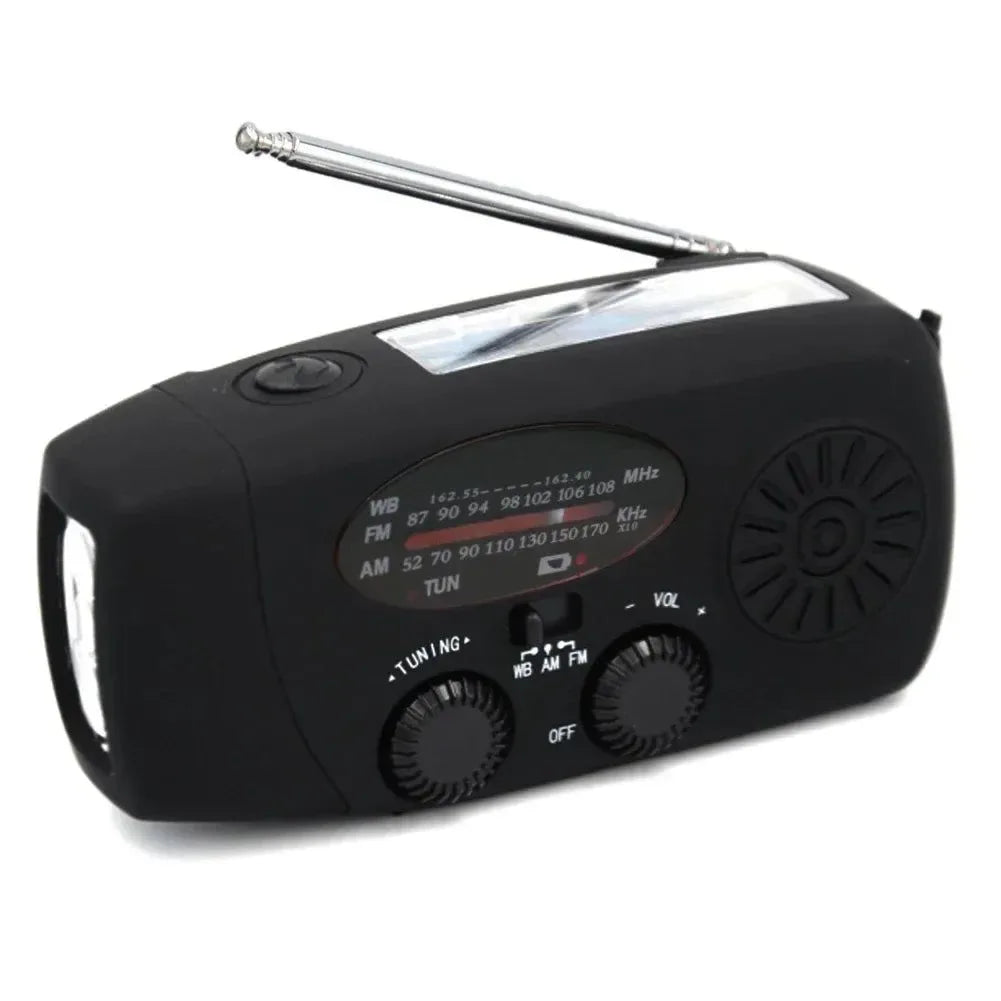 Solar Radio Portable Emergency Radio - AM/FM/WB/NOAA Bluetooth Speaker with LED Flashlight for Outdoor Camping and Hiking - Trekker Essentials