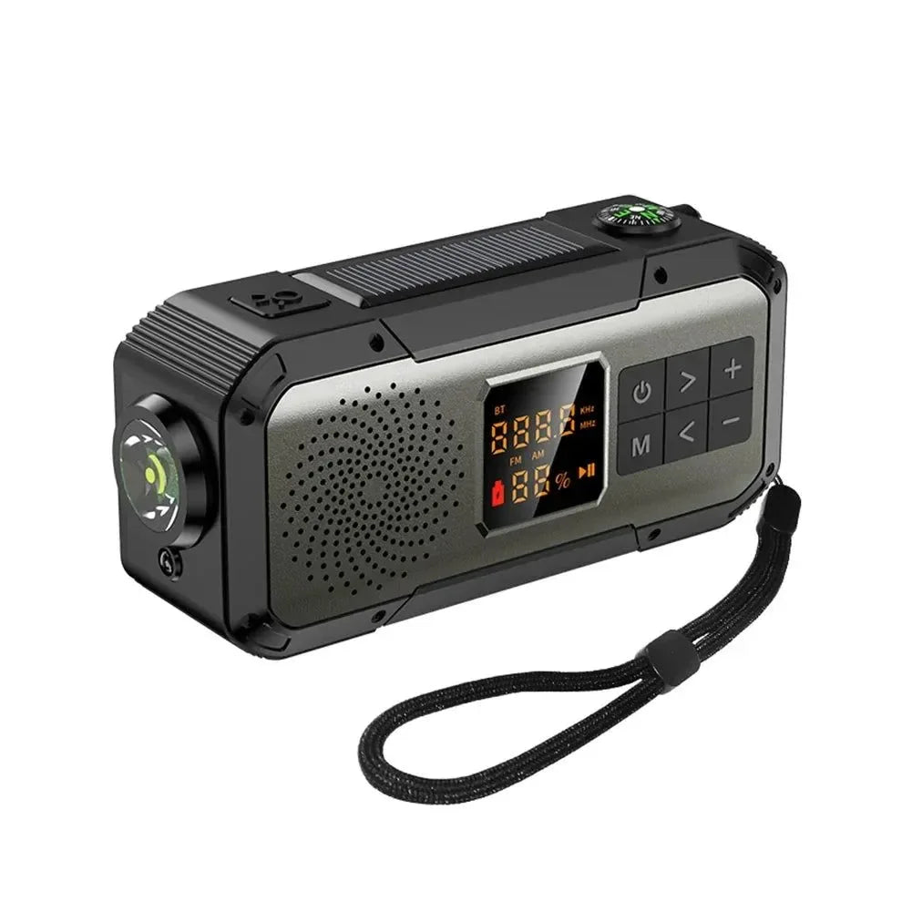 Solar Radio Portable Emergency Radio - AM/FM/WB/NOAA Bluetooth Speaker with LED Flashlight for Outdoor Camping and Hiking - Trekker Essentials