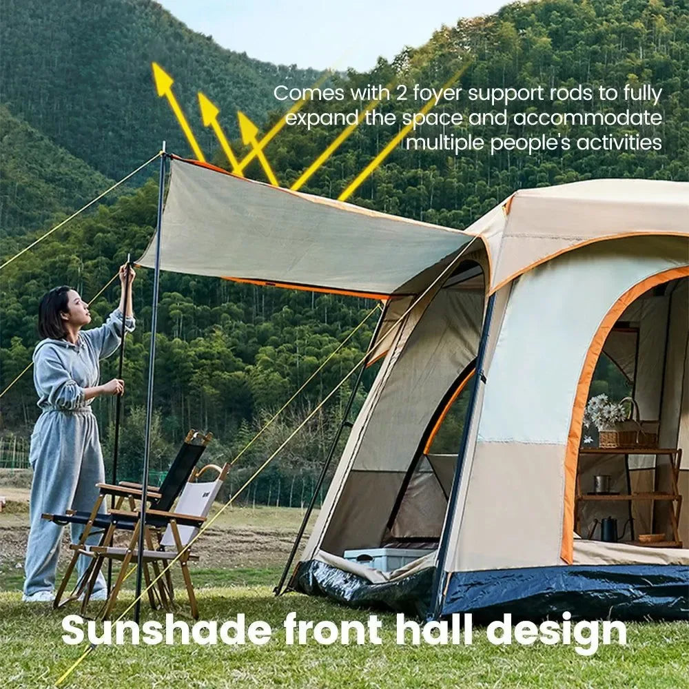Sonuto Camping Family Tent - 3-12 Person Double Layers Oversize Tent with 2 Rooms, Thickened Rainproof Outdoor Camp Tour Equipment - Trekker Essentials