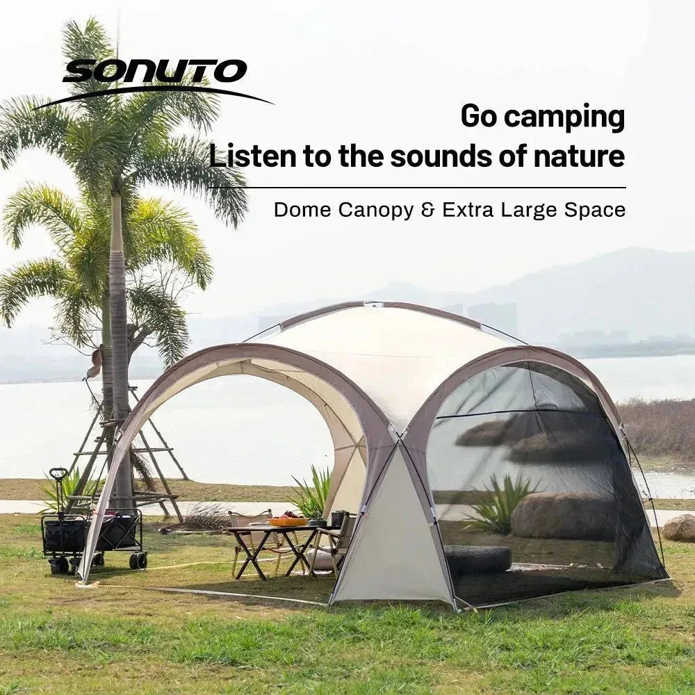 Sonuto Dome Canopy Large Tent - Outdoor Extra Large Camping Awning for Sun Protection, Hiking, Rainproof Pavilion, Anti-Mosquito - Trekker Essentials
