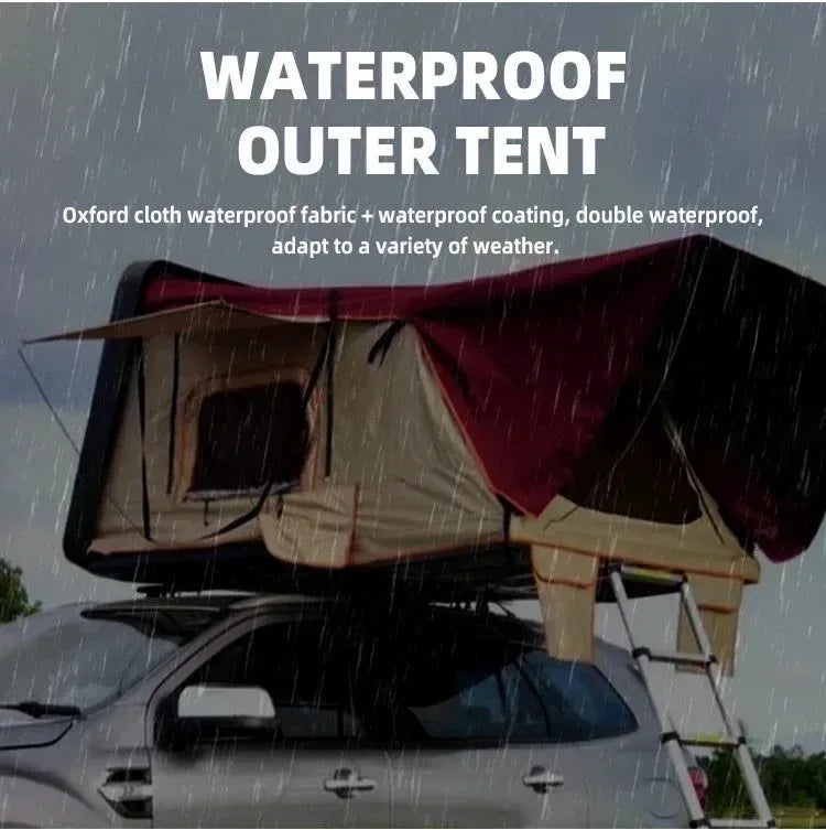 Spacious 2-Person Black Hard Shell Roof Top Tent - 3000mm Waterproof Folding SUV Camping Tent - Trekker Essentials