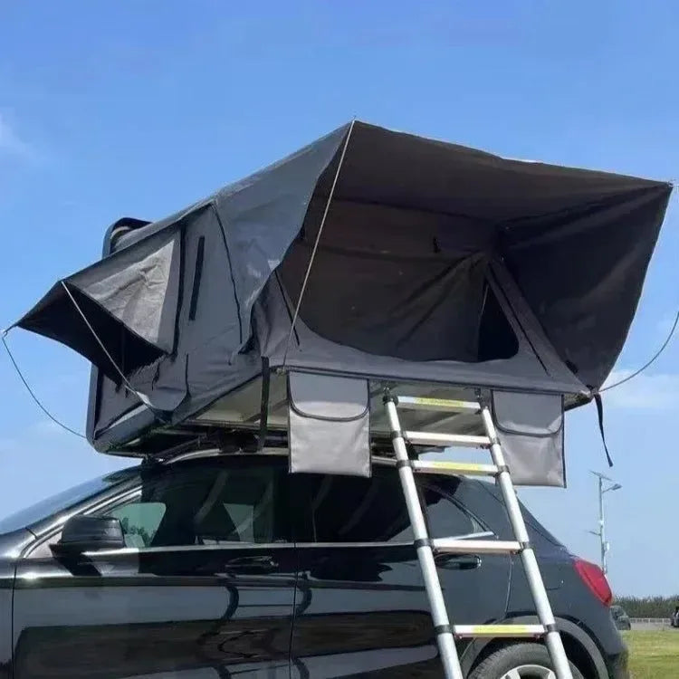 Spacious 2-Person Black Hard Shell Roof Top Tent - 3000mm Waterproof Folding SUV Camping Tent - Trekker Essentials