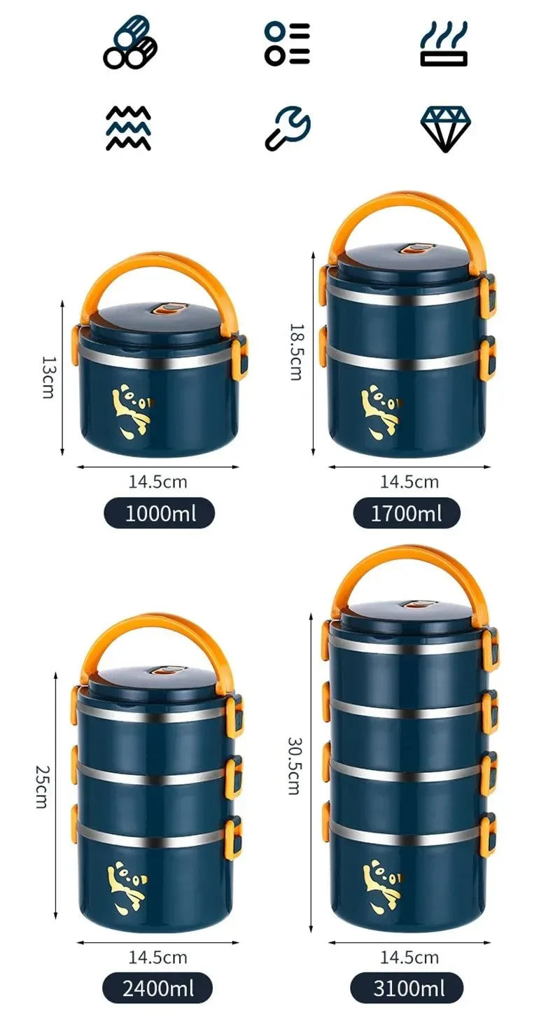 Stackable Stainless Steel Bento Box Set – 1-4 Layers, Leak-Proof & Insulated Food Container - Trekker Essentials