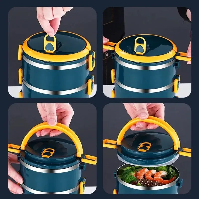 Stackable Stainless Steel Bento Box Set – 1-4 Layers, Leak-Proof & Insulated Food Container - Trekker Essentials