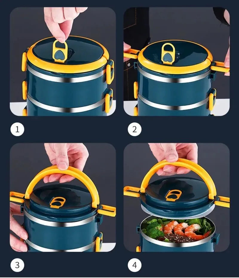 Stackable Stainless Steel Bento Box Set – 1-4 Layers, Leak-Proof & Insulated Food Container - Trekker Essentials