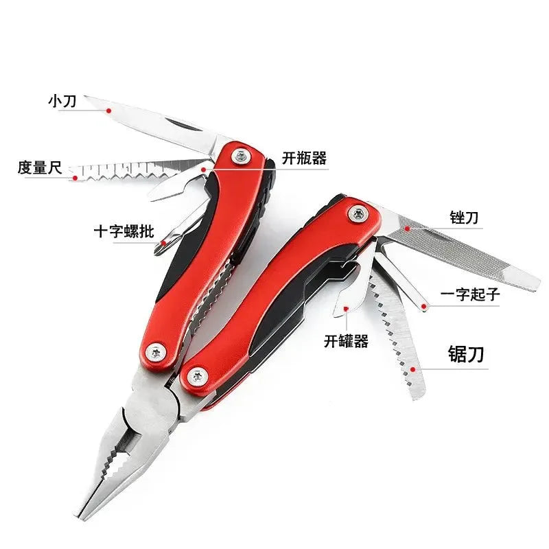 Stainless Steel 9-in-1 Portable Multi-Tool Plier - Essential Camping Gear for Outdoor Survival - Trekker Essentials