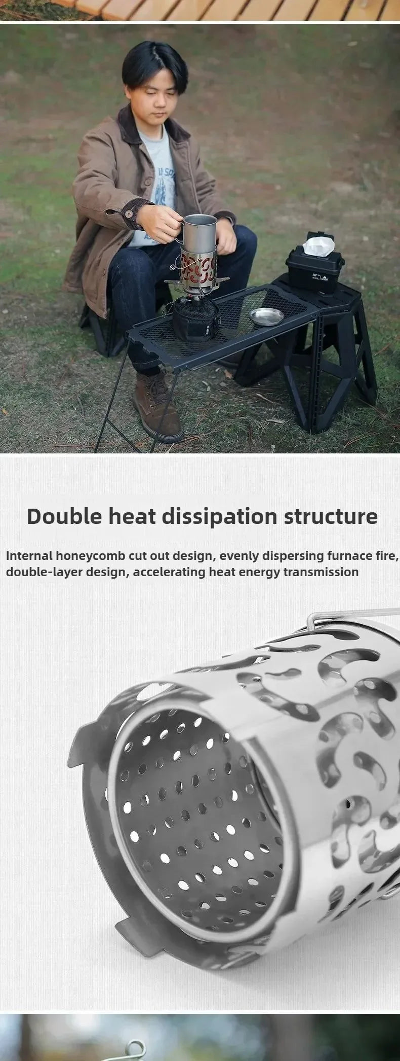 Stainless Steel Camping Fire Hood - Portable Outdoor Heater & Multifunctional Burner Cover for Safe Heating - Trekker Essentials