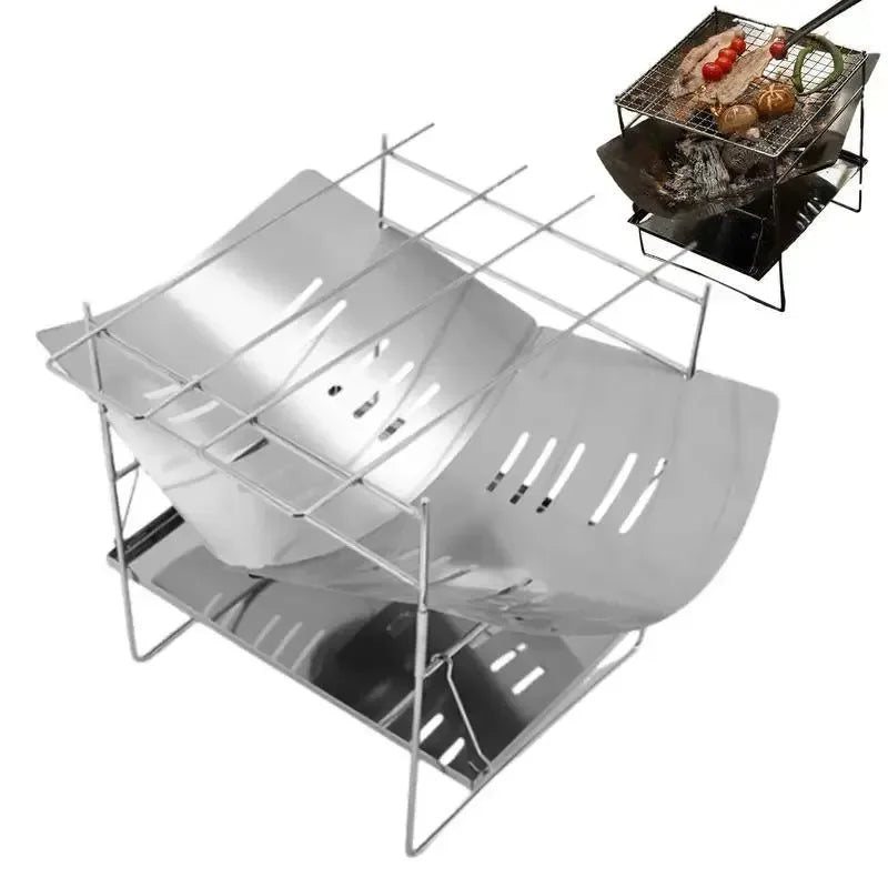 Stainless Steel Camping Wood Stove with Ignition Device for Outdoor Activities - Trekker Essentials