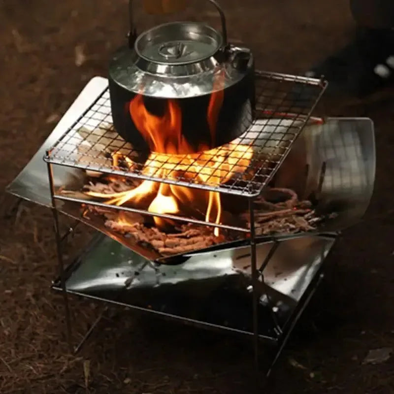 Stainless Steel Camping Wood Stove with Ignition Device for Outdoor Activities - Trekker Essentials