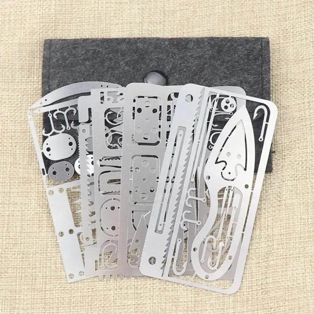 Stainless Steel Fishing Hook Card: Compact Multifunction Tool for Outdoor Survival - Trekker Essentials