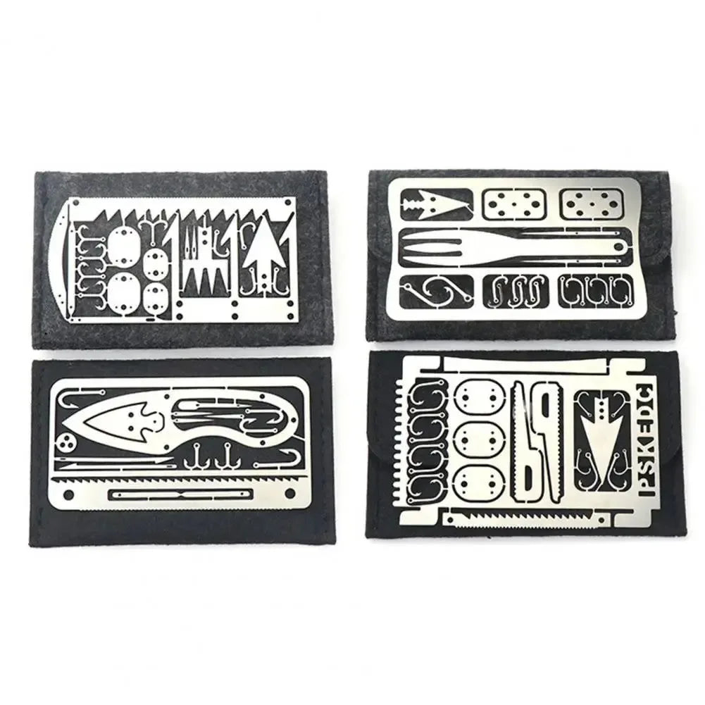 Stainless Steel Fishing Hook Card: Compact Multifunction Tool for Outdoor Survival - Trekker Essentials
