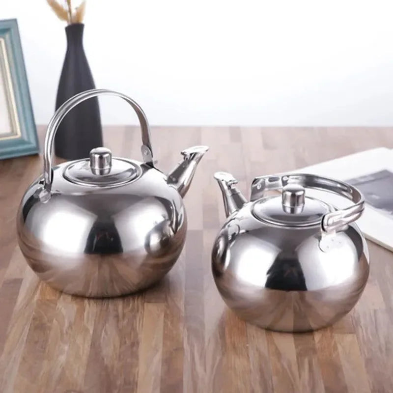 Stainless Steel Kettle with Heat Resistant Handle - Stovetop Camping Tea and Coffee Pot with Filter for Outdoor, Home, and Hiking - Trekker Essentials