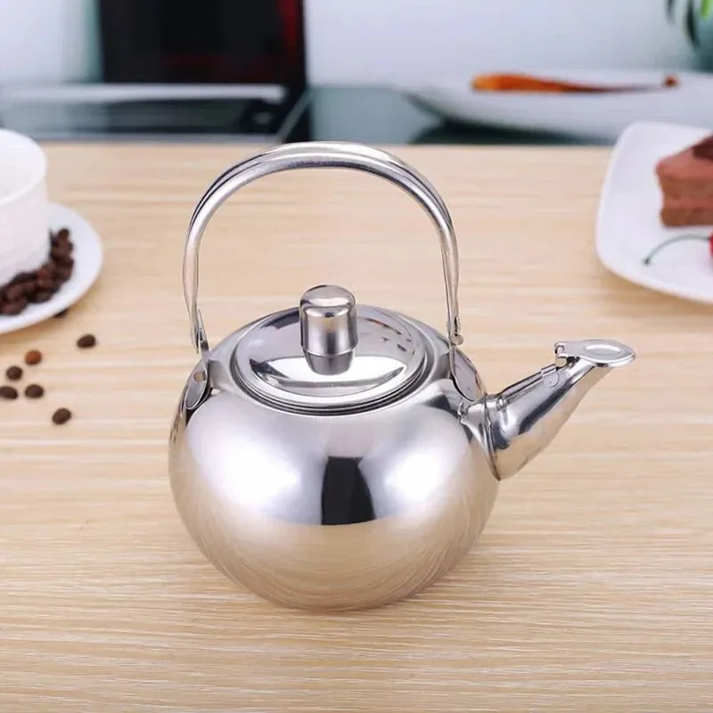Stainless Steel Kettle with Heat Resistant Handle - Stovetop Camping Tea and Coffee Pot with Filter for Outdoor, Home, and Hiking - Trekker Essentials