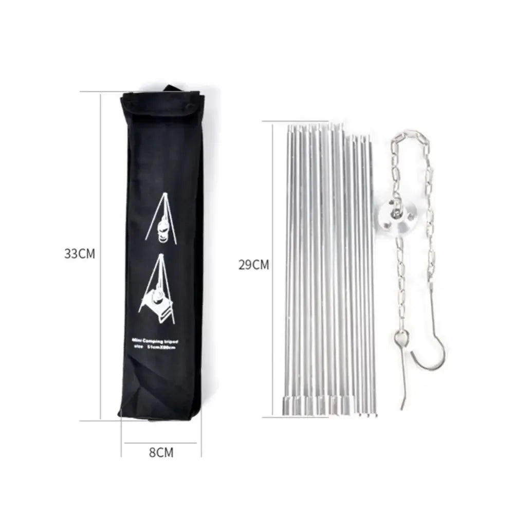 Stainless Steel Outdoor Camping BBQ Barbecue Folding Tripod | Portable Hanging Pot Stand and Cooking Grill Tool - Trekker Essentials