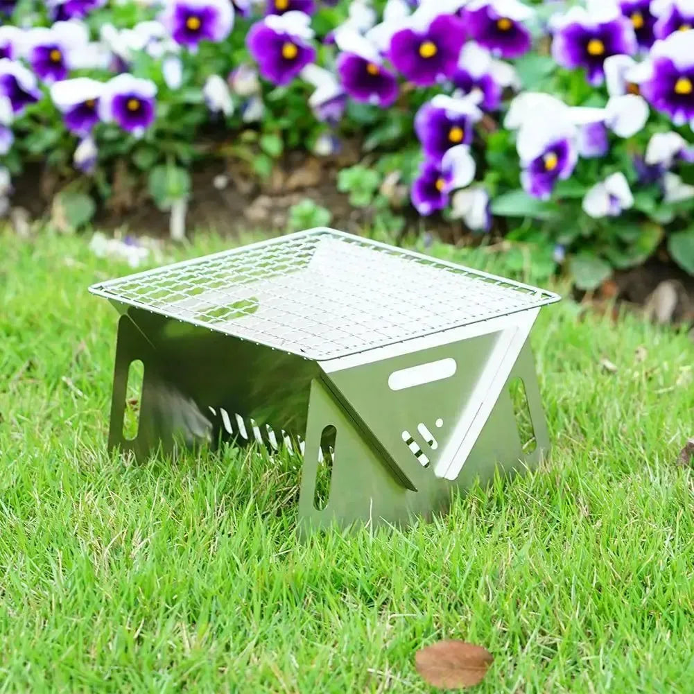 Stainless Steel Portable Folding BBQ Grill - Charcoal Stove for Outdoor Picnic & Camping - Trekker Essentials