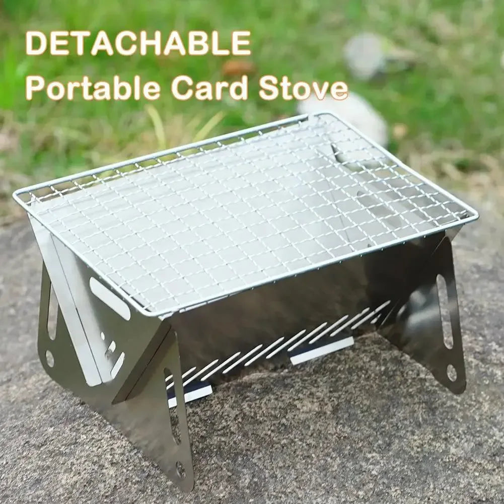 Stainless Steel Portable Folding BBQ Grill - Charcoal Stove for Outdoor Picnic & Camping - Trekker Essentials