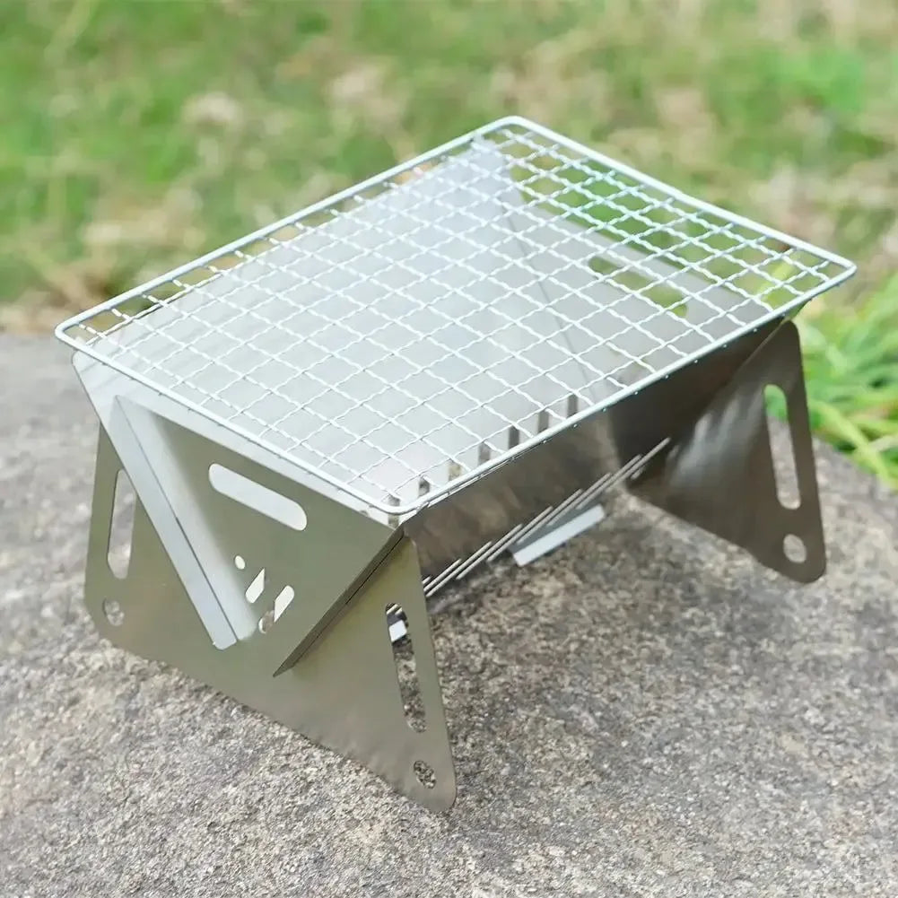 Stainless Steel Portable Folding BBQ Grill - Charcoal Stove for Outdoor Picnic & Camping - Trekker Essentials