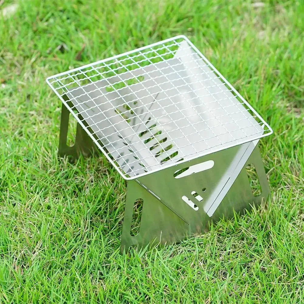 Stainless Steel Portable Folding BBQ Grill - Charcoal Stove for Outdoor Picnic & Camping - Trekker Essentials