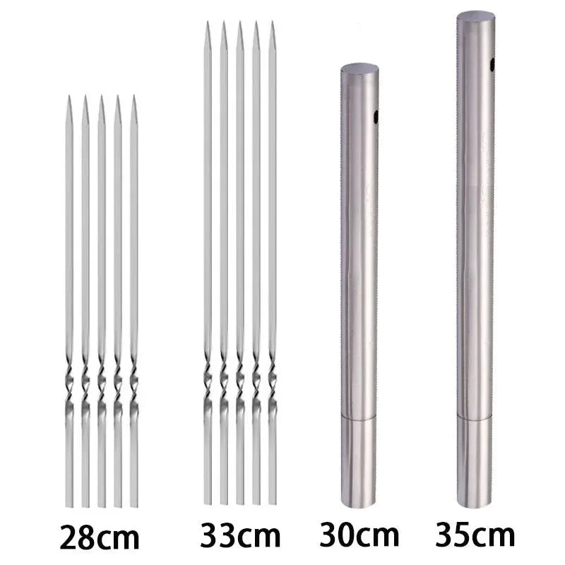 Stainless Steel Skewers - 10/15 Pcs Reusable Kebab Sticks for Outdoor Camping, Picnic, and Cooking - Trekker Essentials
