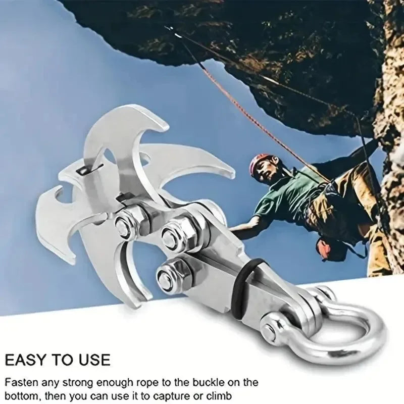 Stainless Steel Survival Folding Climbing Hook – Heavy-Duty Escape Hook for Outdoor Climbing, Rescue & Adventure - Trekker Essentials