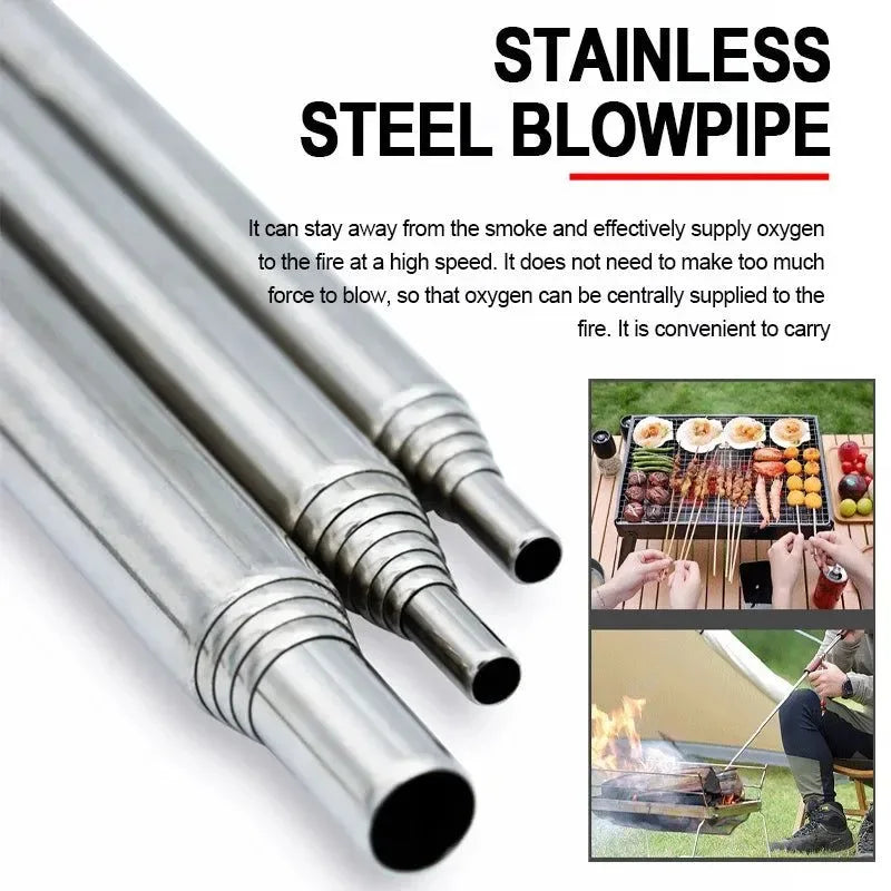 Stainless Steel Telescopic Blow Fire Tube: Portable Outdoor Fire Blower - Trekker Essentials