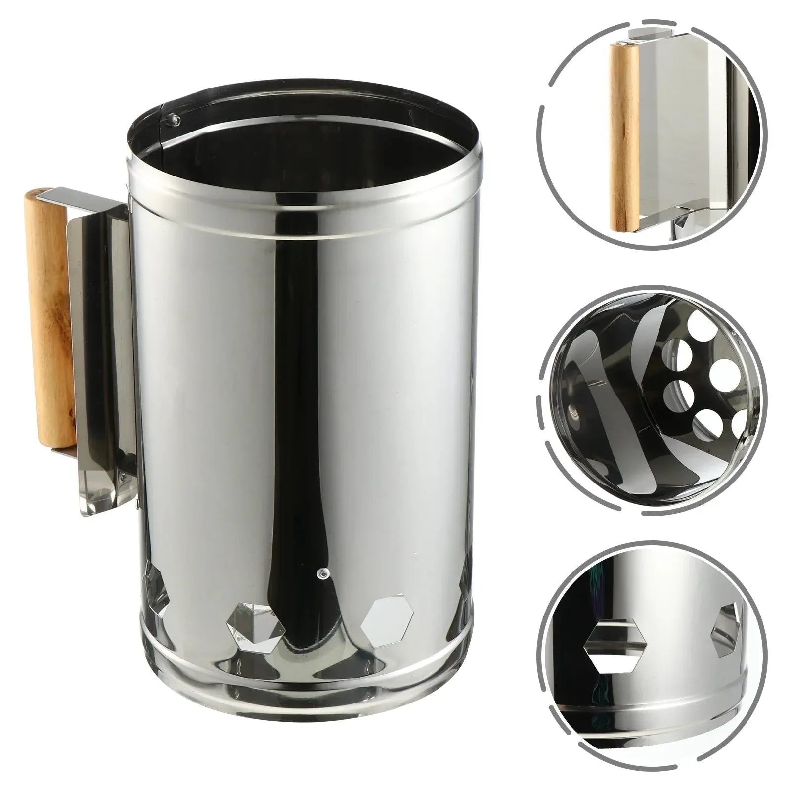 Starter Charcoal Chimney Fire BBQ Grill Tool - Outdoor Smoker Burner Ignition - Steel Stainless Camping Coal Lighter - Trekker Essentials
