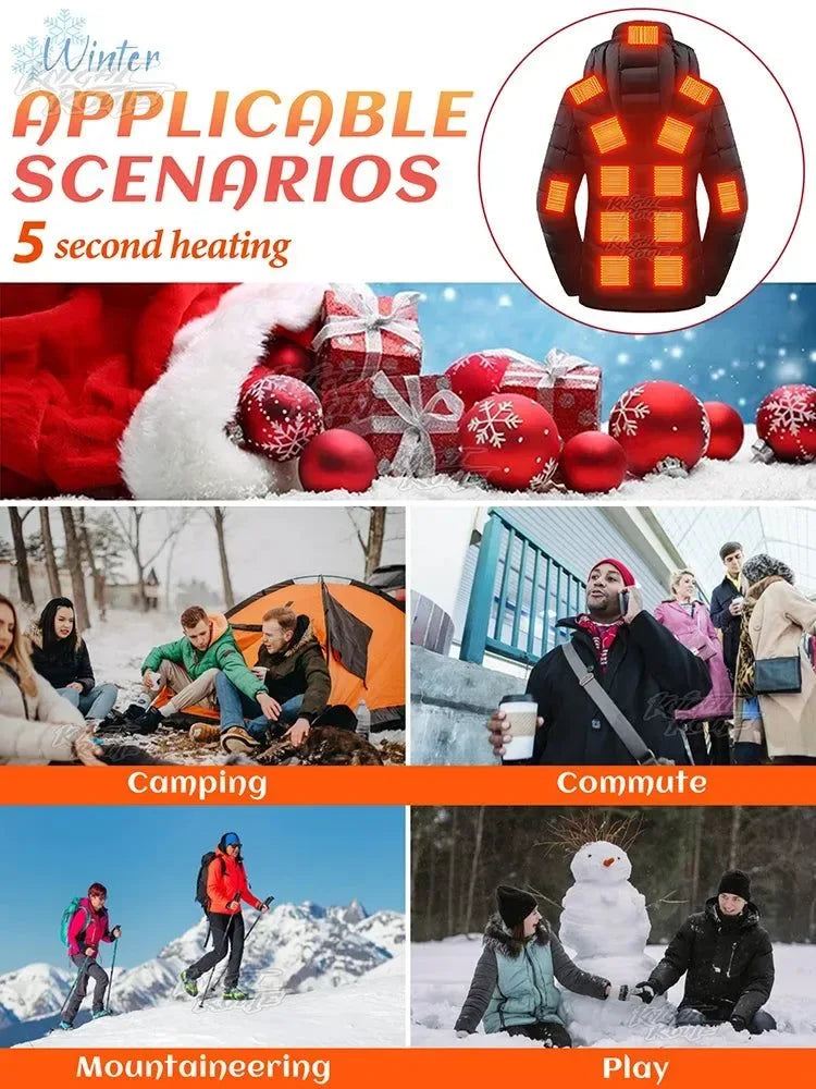 Stylish Heated Winter Jacket for Women – 21-Zone Heating with 4 Smart Switches - Trekker Essentials