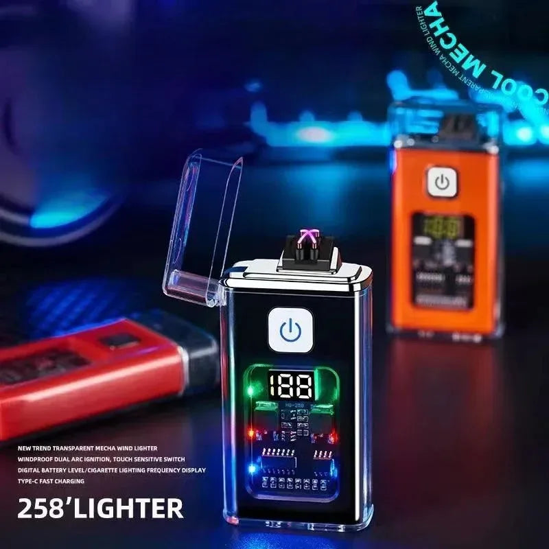Stylish USB Rechargeable Electric Lighter - Cool Windproof Dual ARC Plasma Lighters for Men, Outdoor Camping Gadgets, Fire Starter - Trekker Essentials