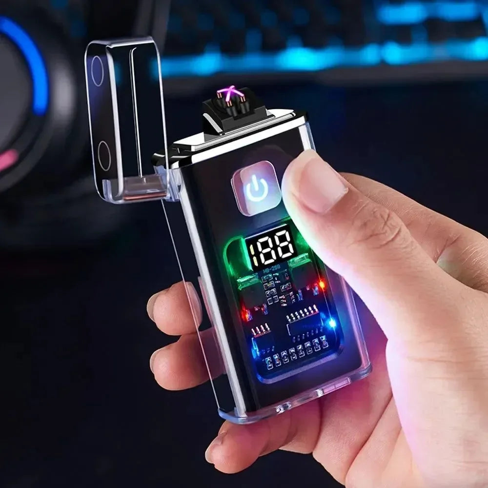 Stylish USB Rechargeable Electric Lighter - Cool Windproof Dual ARC Plasma Lighters for Men, Outdoor Camping Gadgets, Fire Starter - Trekker Essentials