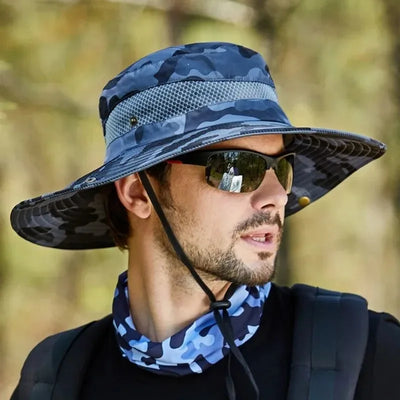 Summer Men's Breathable Sun Hat - Wide Brim UV Protect Fisherman Bucket Hat for Outdoor Activities - Trekker Essentials