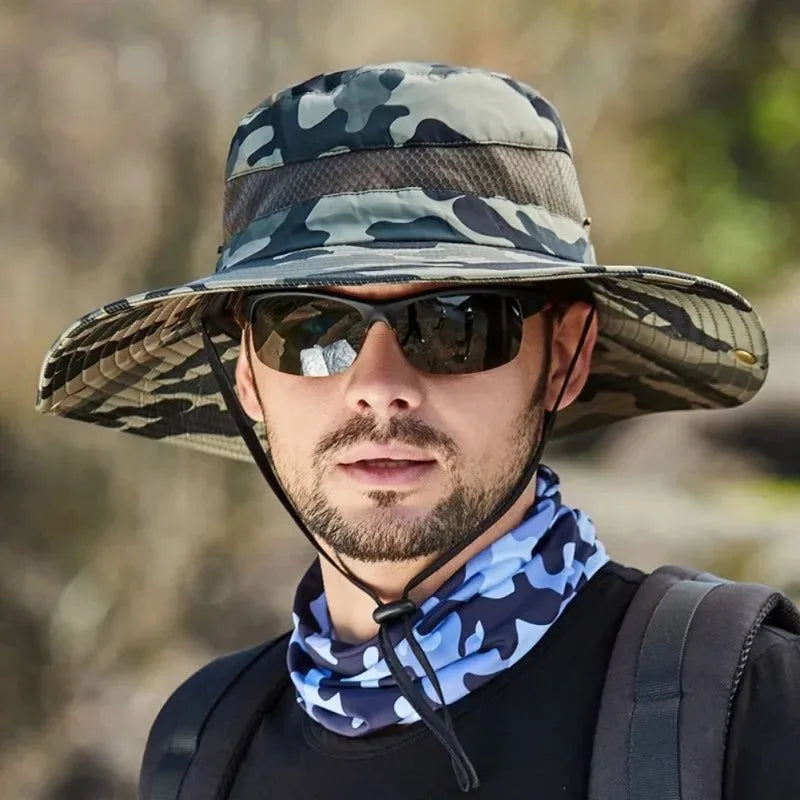 Summer Men's Breathable Sun Hat - Wide Brim UV Protect Fisherman Bucket Hat for Outdoor Activities - Trekker Essentials