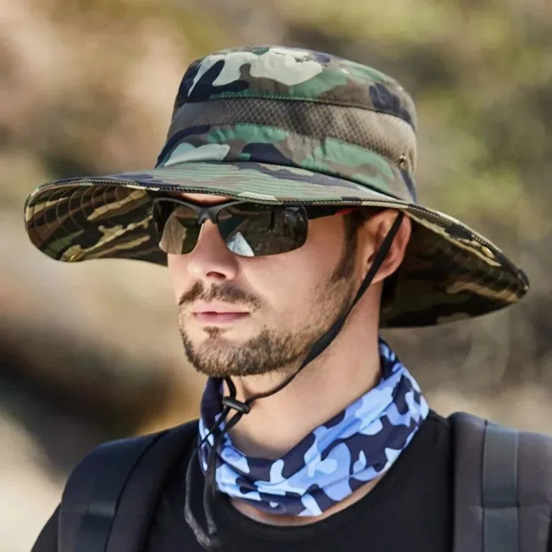 Summer Men's Breathable Sun Hat - Wide Brim UV Protect Fisherman Bucket Hat for Outdoor Activities - Trekker Essentials