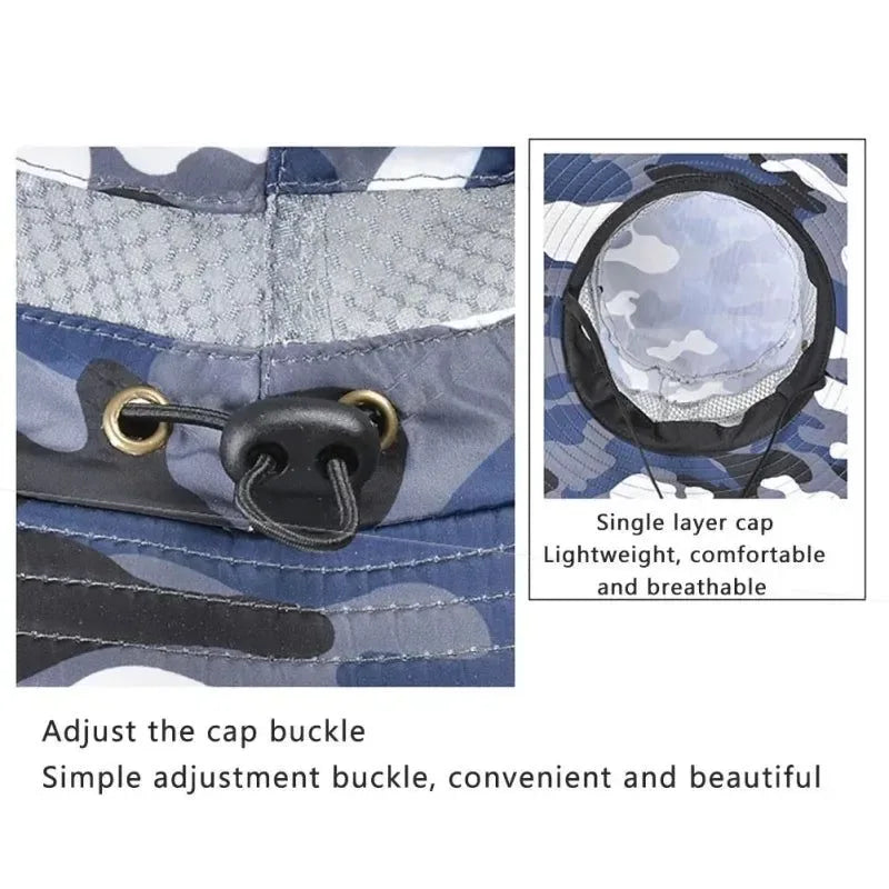 Summer Men's Breathable Sun Hat - Wide Brim UV Protect Fisherman Bucket Hat for Outdoor Activities - Trekker Essentials