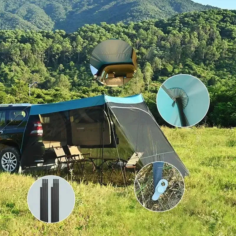 SUV Tailgate Tent - Outdoor Camping Sunshade, Anti-Mosquito Car Tent with Windproof Canopy - Trekker Essentials