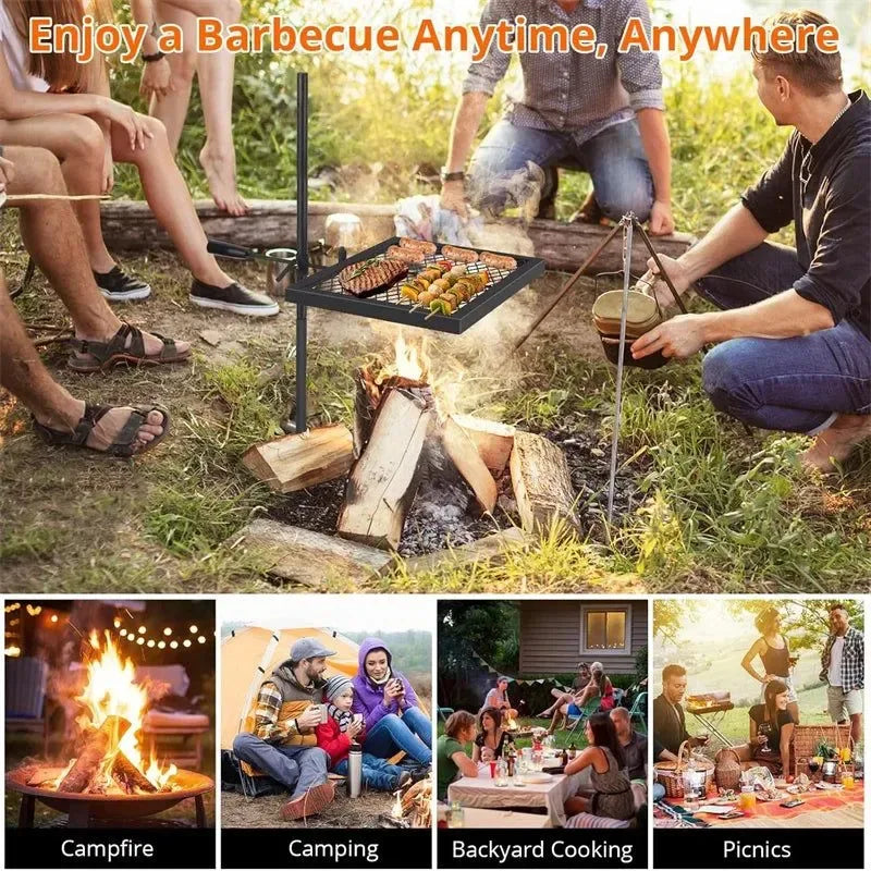 Swivel Campfire Grill Grate – Heavy Duty Stainless Steel Cooking Grate for Outdoor Camping - Trekker Essentials