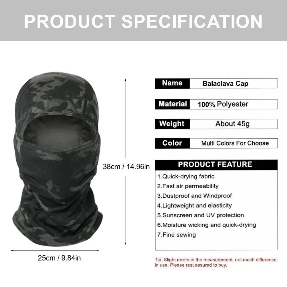 Tactical Camouflage Balaclava Hat - Versatile Outdoor Headgear for Sports and Activities - Trekker Essentials