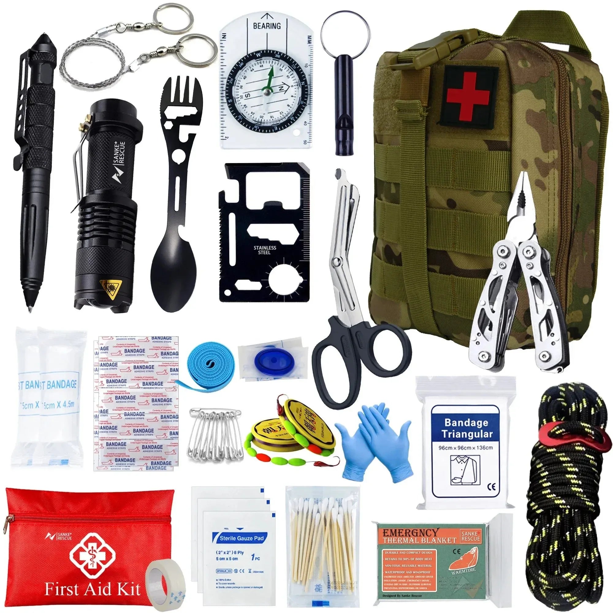 Tactical First Aid Kit - Essential Military Survival Gear for Camping, Self-Defense, and Emergency Medical Care - Trekker Essentials
