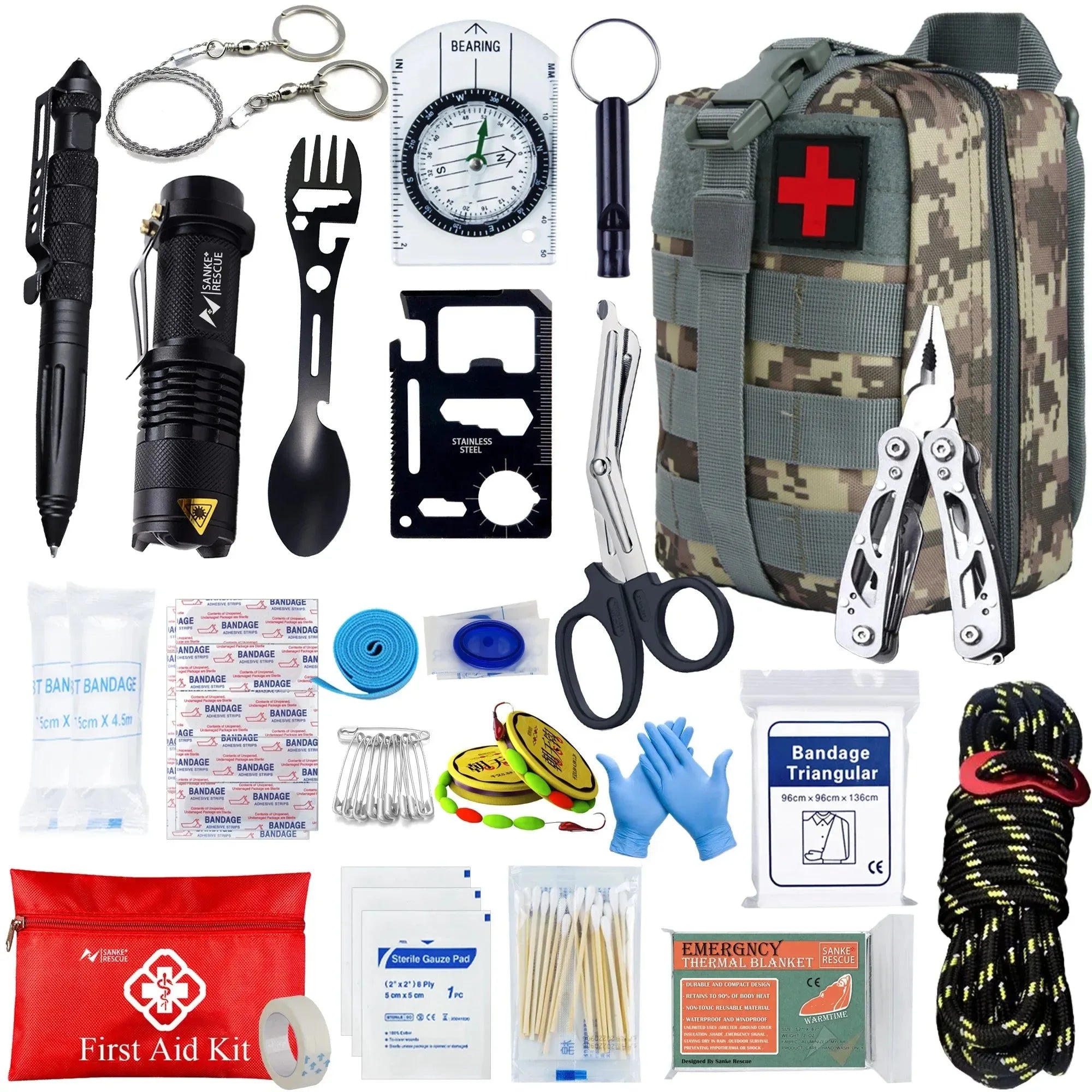 Tactical First Aid Kit - Essential Military Survival Gear for Camping, Self-Defense, and Emergency Medical Care - Trekker Essentials