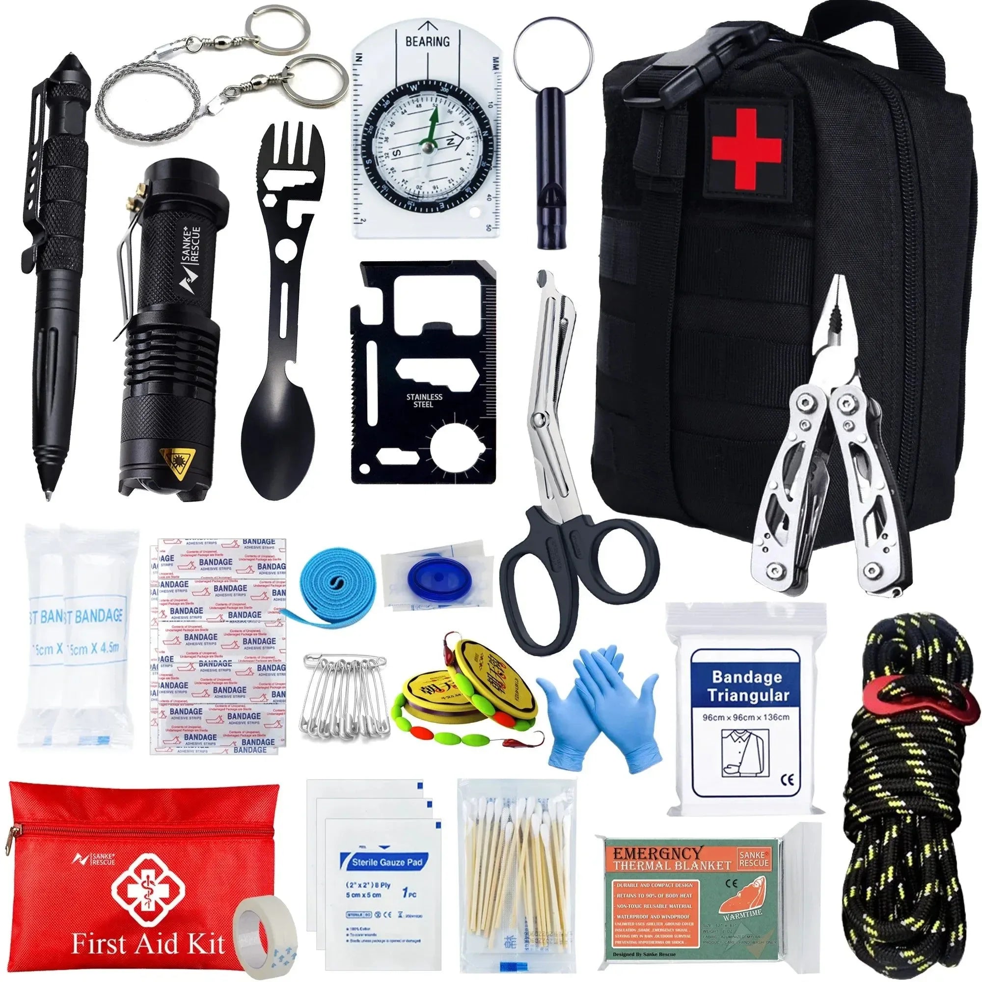 Tactical First Aid Kit - Essential Military Survival Gear for Camping, Self-Defense, and Emergency Medical Care - Trekker Essentials