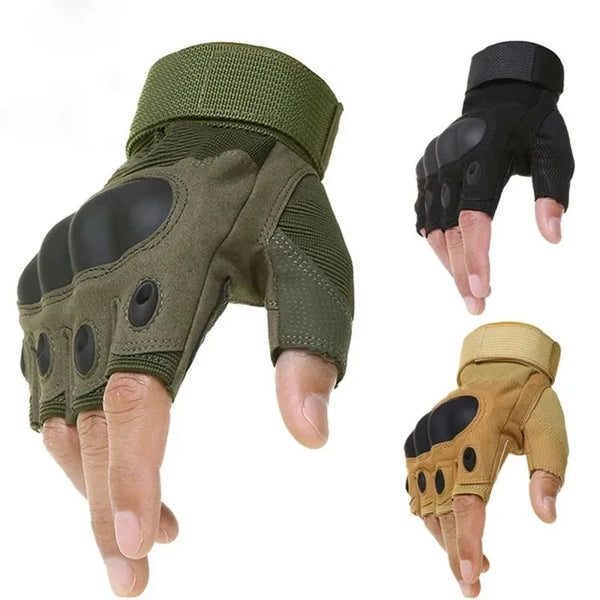 Tactical Half Finger Gloves - Hard Knuckle Paintball Airsoft Hunting Combat Riding Hiking Military Gloves - Trekker Essentials