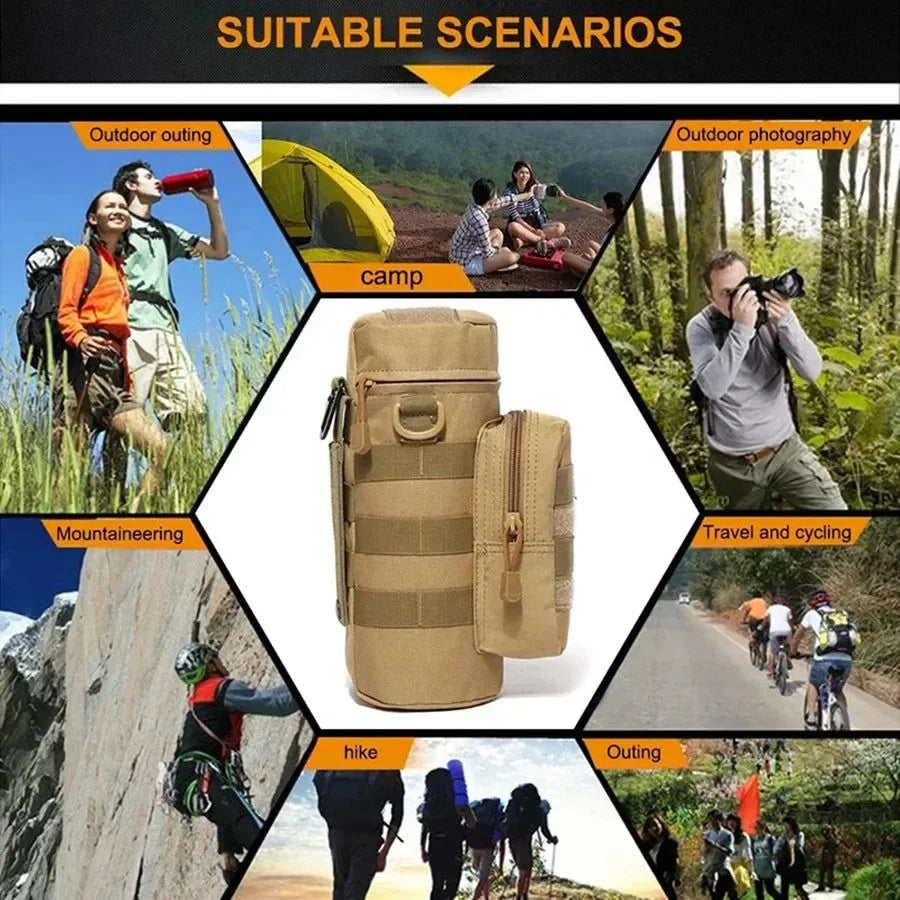 Tactical MOLLE Water Bottle Pouch - Hydration Carrier for Outdoor Adventures - Trekker Essentials