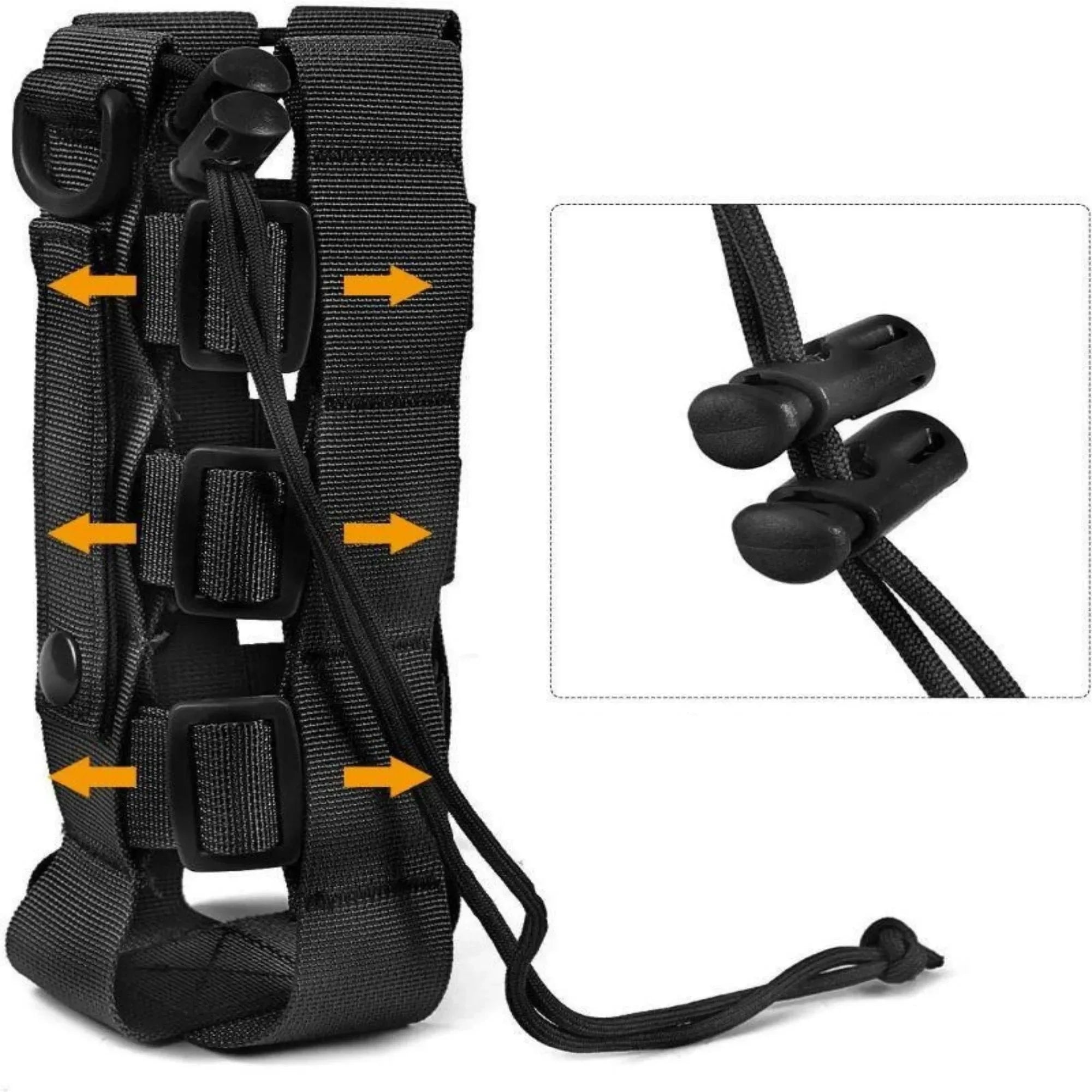 Tactical MOLLE Water Bottle Pouch – Outdoor Camping Hiking Hydration Bag with Carabiner Clip, Multi-Function Storage Holder for 500-800ml Bottles - Trekker Essentials