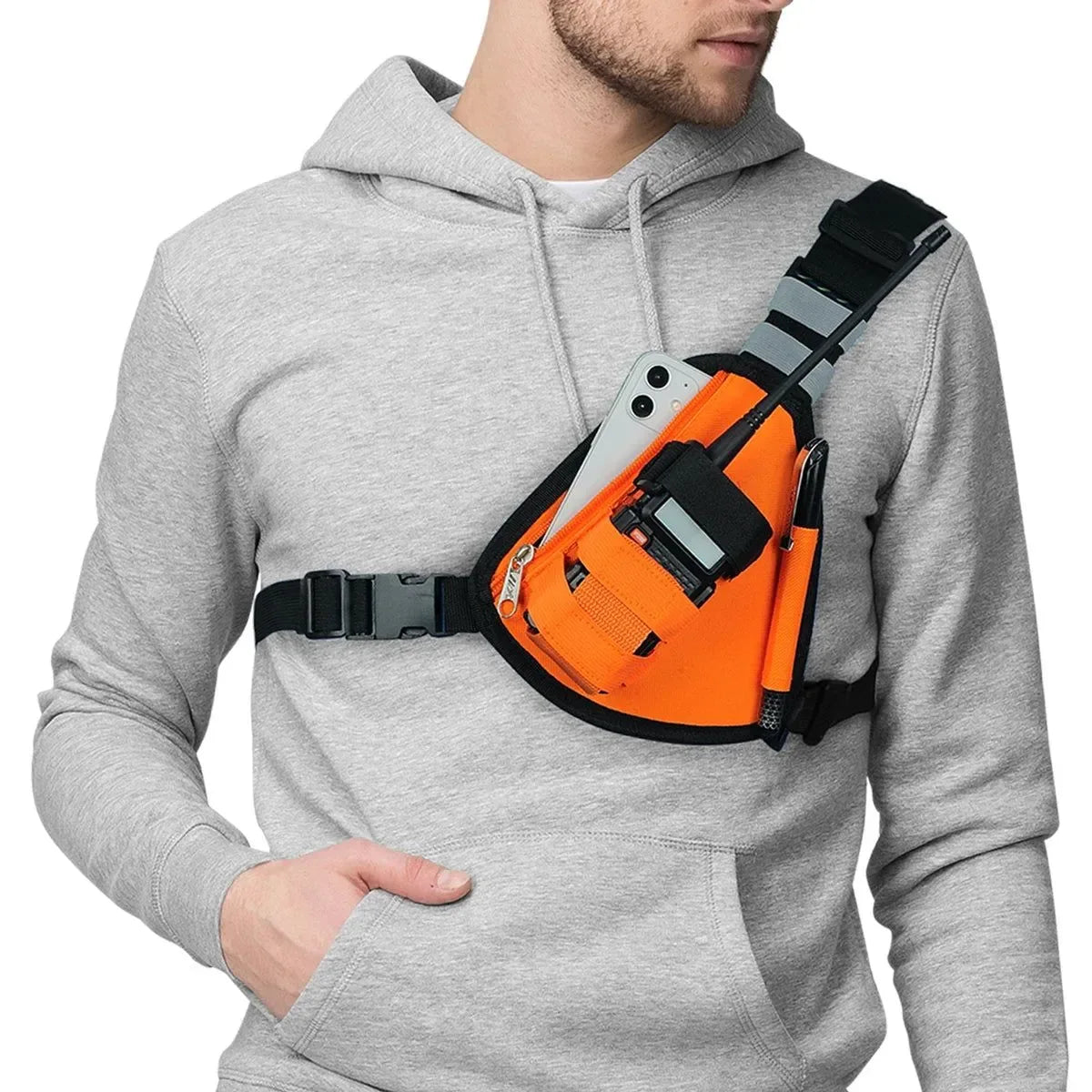 Tactical Radio Chest Harness Vest - Nylon Pack Bag for Walkie Talkies BF-888S and UV-5R - Trekker Essentials