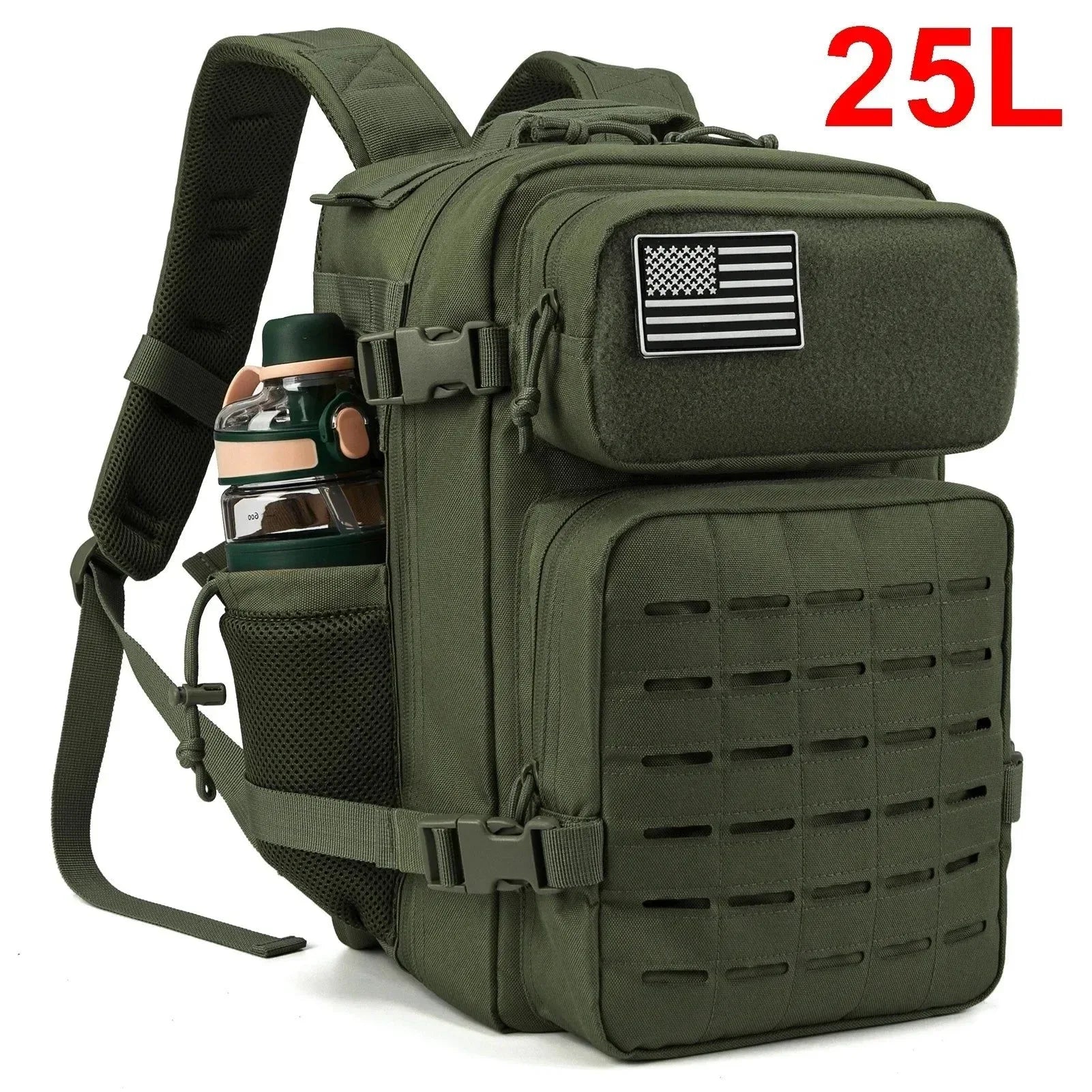 Tactical Survival Backpack - Small School Rucksack with Bottle Holder for Men - Trekker Essentials