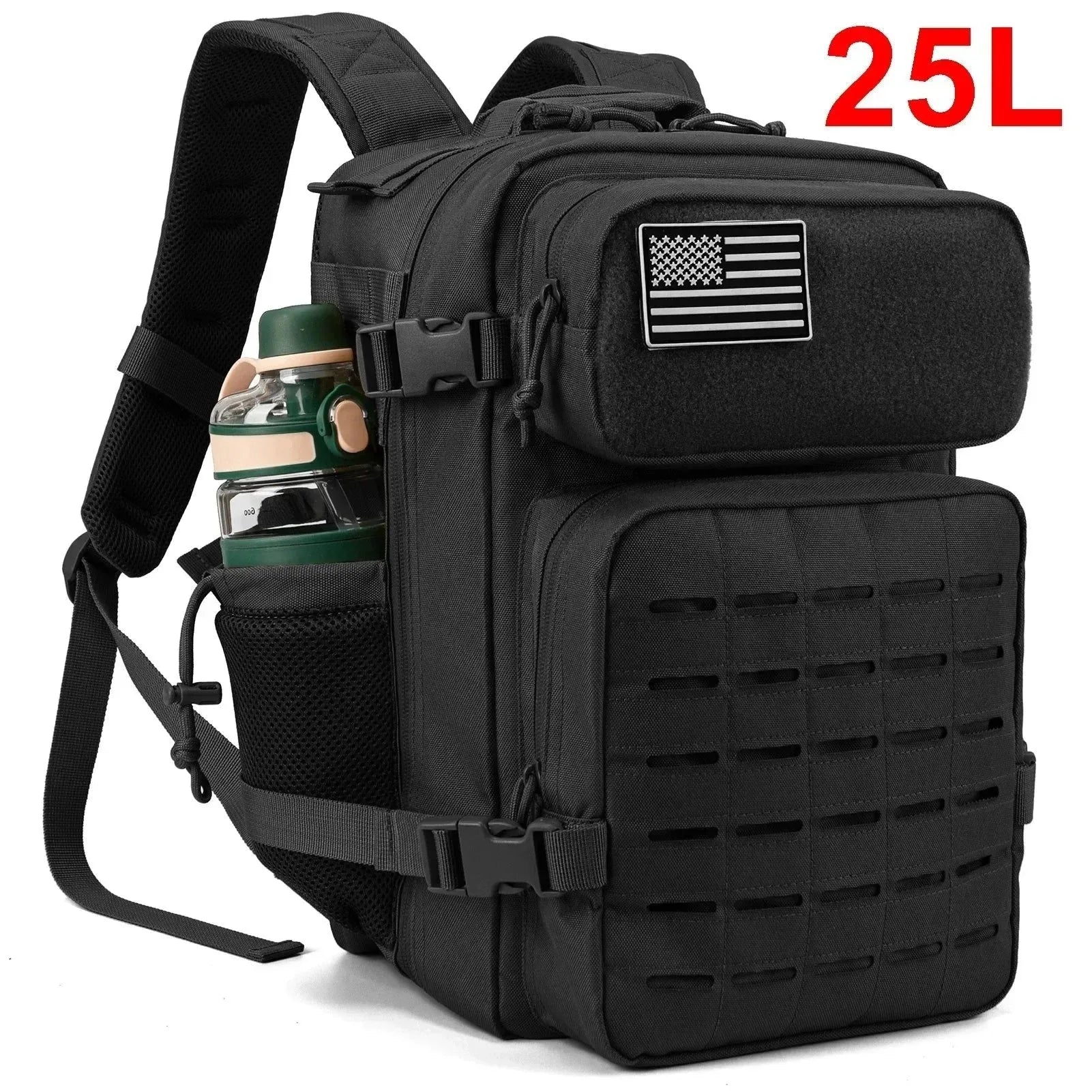 Tactical Survival Backpack - Small School Rucksack with Bottle Holder for Men - Trekker Essentials