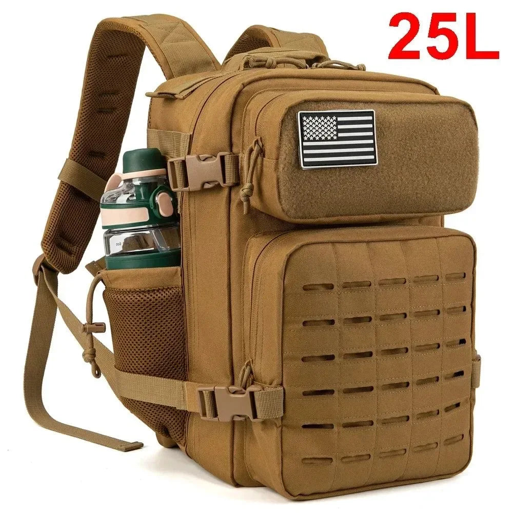 Tactical Survival Backpack - Small School Rucksack with Bottle Holder for Men - Trekker Essentials