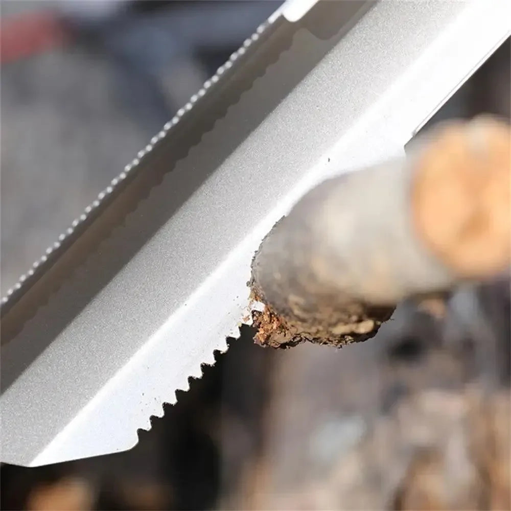 Taruor Titanium Garden Hand Serrated Shovel - Outdoor Camping, Hiking, and Backpacking Trowel with Clip - Trekker Essentials