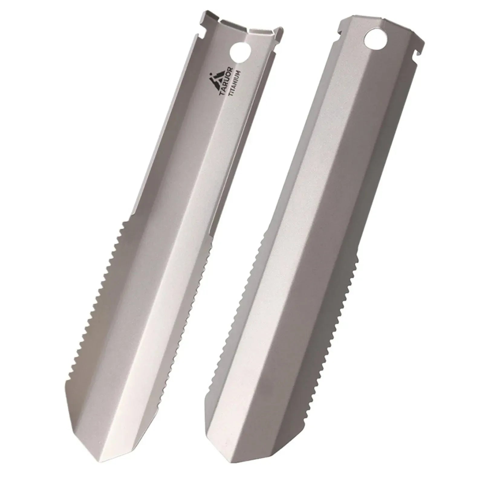 Taruor Titanium Garden Hand Serrated Shovel - Outdoor Camping, Hiking, and Backpacking Trowel with Clip - Trekker Essentials
