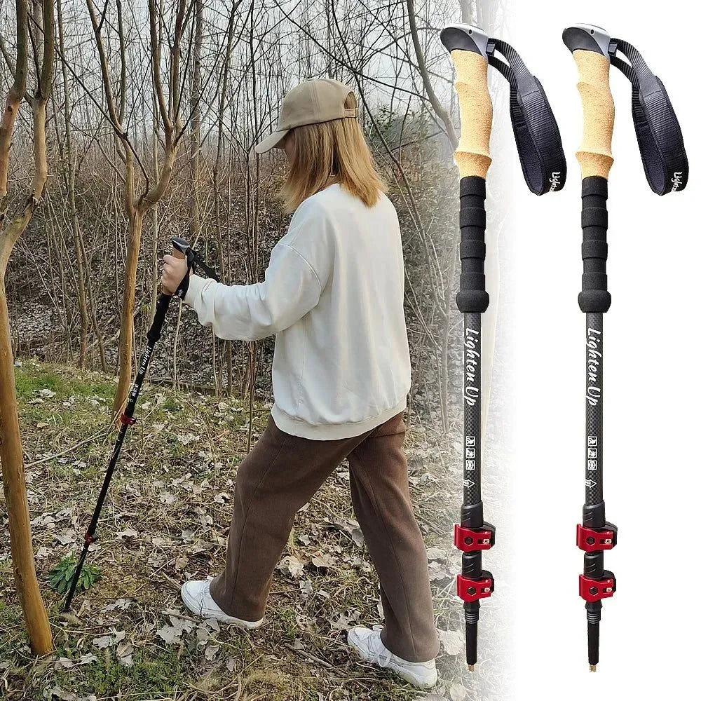 Telescopic Carbon Fiber Trekking Poles: Collapsible Lightweight Walking and Hiking Sticks (2pcs) - Trekker Essentials