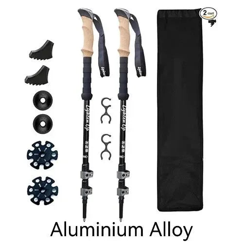 Telescopic Carbon Fiber Trekking Poles: Collapsible Lightweight Walking and Hiking Sticks (2pcs) - Trekker Essentials
